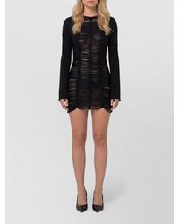 The Attico - Fringed Long-Sleeve Mini Dress - Lyst