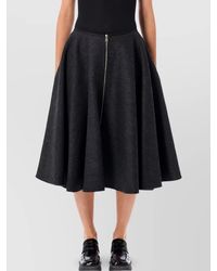 Prada - Virgin Wool Flared Midi Skirt - Lyst