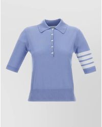 Thom Browne - Wool Polo Knit Shirt Striped Sleeves - Lyst