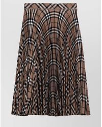 Burberry - High-Waisted Check Pattern Pleated Skirt - Lyst