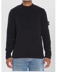 Stone Island - Brushed Ribbed Crew Neck Wool Blend Sweater - Lyst