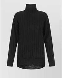 Balenciaga - Silk Oversized Ribbed Mock Turtleneck Sweater - Lyst