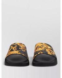 Versace Jeans Couture - Slides Open Toe Flat Sole Printed Strap - Lyst