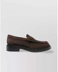 Tod's - Round Toe Suede Finish Loafers With Rubber Sole - Lyst