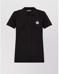 Moncler - Cotton Piqué Polo Shirt With Logo Patch - Lyst