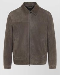 Brioni - Leather Shirt Collar Blouson - Lyst