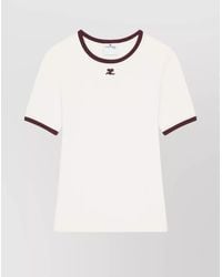 Courreges - Crewneck Short Sleeve T-Shirt With Contrast Trim - Lyst