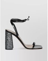 Miu Miu - Block Heel Glitter Open Toe Sandals - Lyst