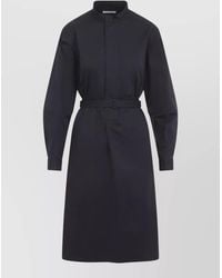 Lemaire - Belted Cotton Satin Midi Shirt Dress - Lyst