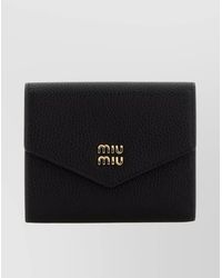 Miu Miu - Leather Wallet With Envelope Flap And Textured Finish - Lyst