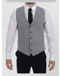 Dolce & Gabbana - Cotton Stretch V-Neck Dress Waistcoat - Lyst