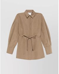 Max Mara - Waist Belted Long Sleeve Collar Jacket - Lyst