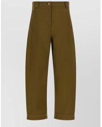 Max Mara - Cotton Canvas Cropped Barrel-Leg Trousers - Lyst