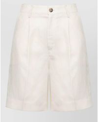Woolrich - Pleated Front Linen Blend Tailored Shorts - Lyst