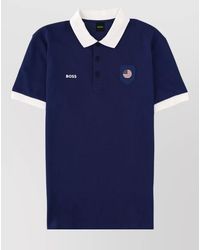 BOSS - Short Sleeve Polo Neck Jersey Top - Lyst