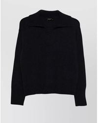 Roberto Collina - V-Neck Wool Polo Sweater With Ribbed Cuffs - Lyst