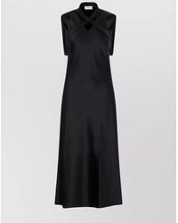 Off-White c/o Virgil Abloh - Satin Sleeveless V-Neck Cutout Midi Dress - Lyst