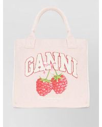 Ganni - Canvas Tote Bag Graphic Print Handles - Lyst