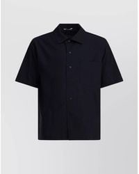 AURALEE - Short Sleeve Wool Shirt With Chest Pocket - Lyst