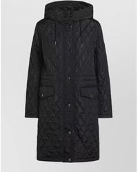 Burberry - Quilted Nylon Long Hooded Coat Pockets - Lyst