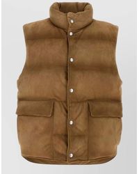 Prada - Suede Down Vest - Lyst