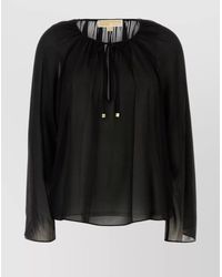 Michael Kors - Blouse Georgette Drawstring Detail - Lyst