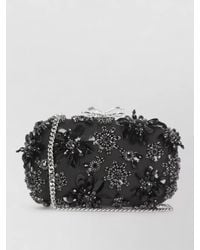 Self-Portrait - The Bow Satin Crystal-Embellished Clutch Bag - Lyst