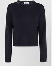 Semicouture - Cashmere Virgin Wool Short-Sleeve Crew-Neck Sweater - Lyst