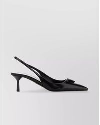Prada - Leather Pumps Glossy Finish Kitten Heel Pointed Toe - Lyst