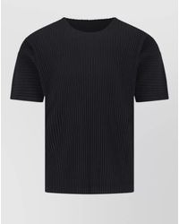 Homme Plissé Issey Miyake - Short Sleeve Ribbed Texture Round Neck T-Shirt - Lyst