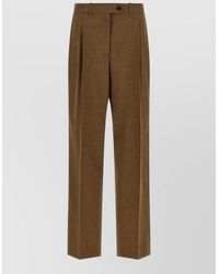 Prada - High-Rise Wide-Leg Wool Tailored Trousers - Lyst