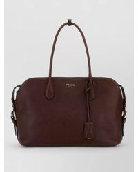 Prada - Leather Shopping Shoulder Bag Detachable Strap - Lyst