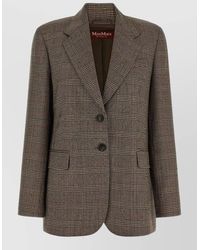 Max Mara - Wool Checked Single-Breasted Blazer - Lyst