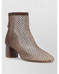 forte_forte - Mesh Ankle Boots Almond Toe Block Heel - Lyst