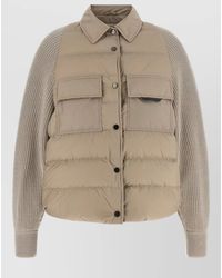 Brunello Cucinelli - Flap Detail Down Jacket Long Sleeves - Lyst