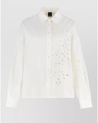 Pinko - Rhinestone-Embroidered Boxy Cotton Shirt - Lyst