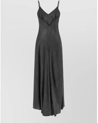 Pinko - V-Neck Satin Maxi Dress - Lyst