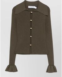 Self-Portrait - Knit Top Long Sleeves Keyhole Buttons - Lyst