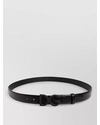 Dolce & Gabbana - Leather Belt Crocodile Effect Matte Dg Buckle - Lyst