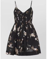 Zimmermann - Silk Linen Floral-Print Draped V-Neck Panelled Corset Mini Dress - Lyst