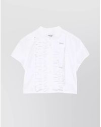 MSGM - Short Sleeve Ruffle Detail Cropped Top - Lyst