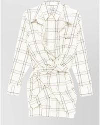 The Attico - Cotton Checked Asymmetric Mini Shirt Dress - Lyst