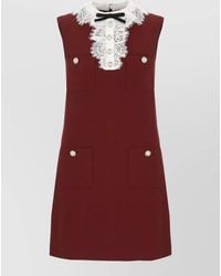 Self-Portrait - Knee Length Dress Jewel Buttons Lace Collar - Lyst