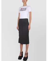 Versace - Pinstripe Wool Pencil Skirt - Lyst