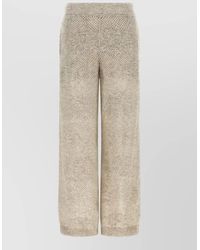 Brunello Cucinelli - Wool Mohair Sequin Openwork Wide-Leg Lounge Trousers - Lyst