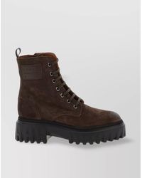 Hogan - Chunky Sole Suede Ankle Pull Tab Boots - Lyst