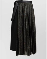 Sacai - Leopard-Print Pleated Midi Skirt - Lyst
