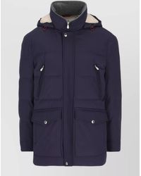 Brunello Cucinelli - Hooded Padded Coat Front Pockets Silk Nylon - Lyst