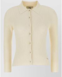 Fendi - Stretch Wool Blend Ribbed Long Sleeve Shirt - Lyst