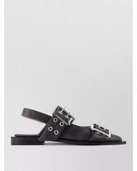 Ganni - Leather Buckle Sandals - Lyst